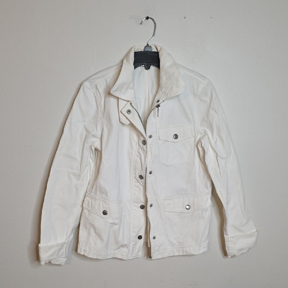 Chaps Classic White Utility Jacket for Women- Barn Coat Medium